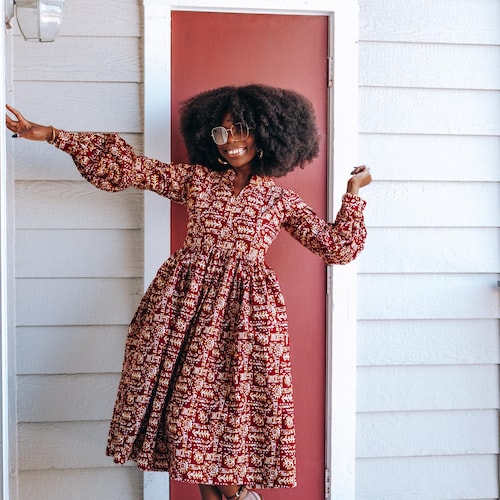 african midi dresses Ayana African Print Midi Dress - African Clothing in USA