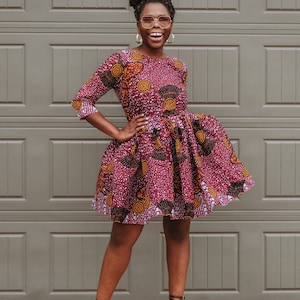 African short dress ankara print, Summer dress, mini dress, shirt dress