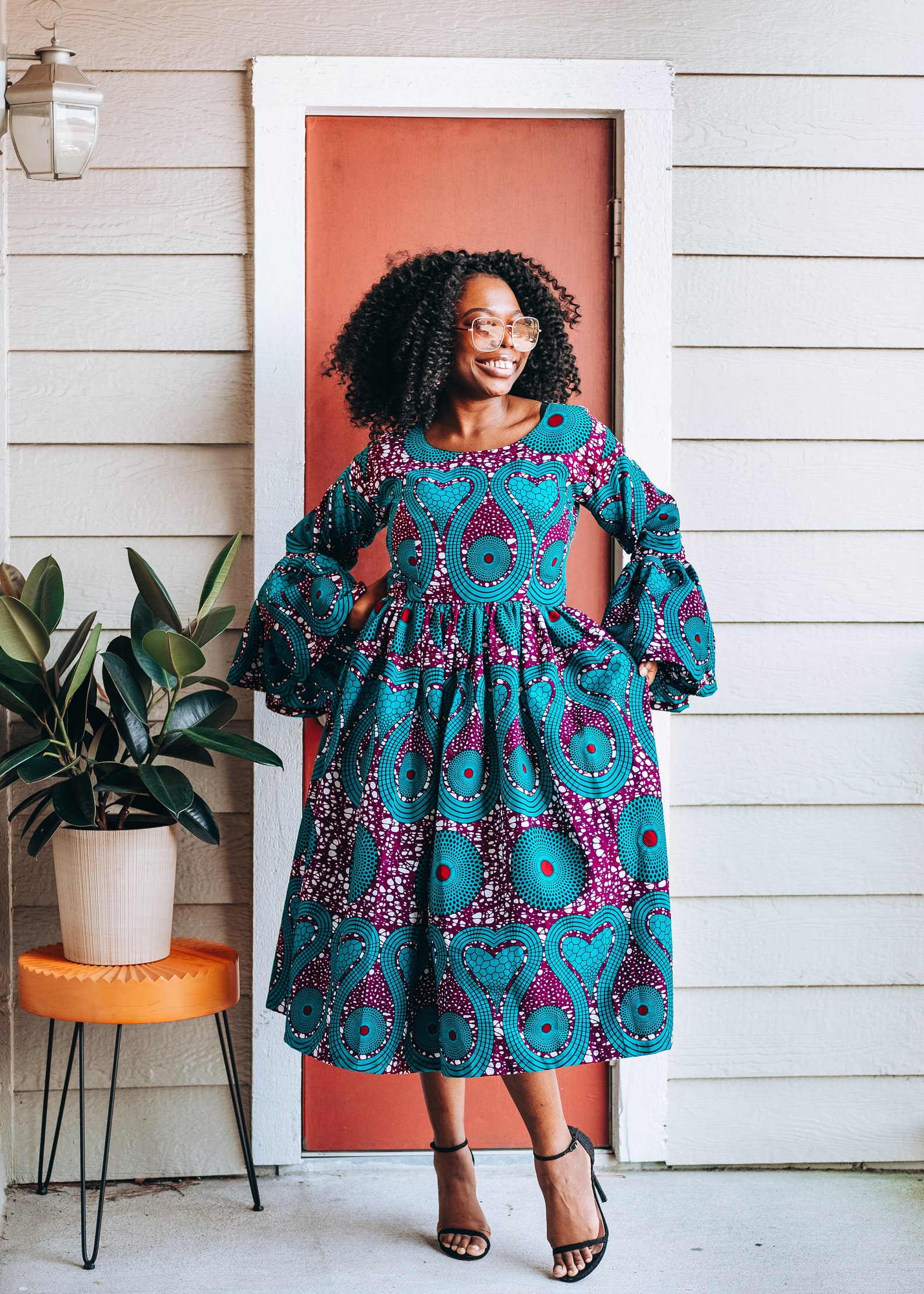 Kofi African Print Layered Flare Midi Dress
