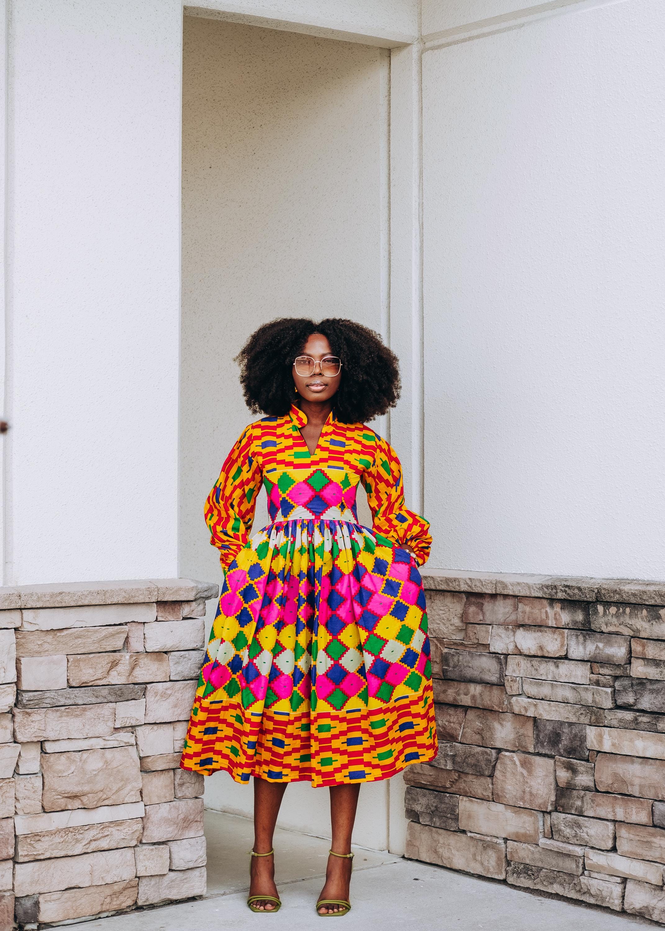 chinese dress ladies iooiooi Fashion African Traditional Dresses for Women Dashiki Long Sleeve  Below Knee Sexy Dress at Amazon Women's Clothing store main image 1