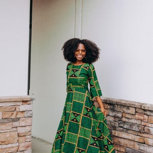 green emerald velvet dress Woven Floral Print Tiered Maxi Dress Green main image 0