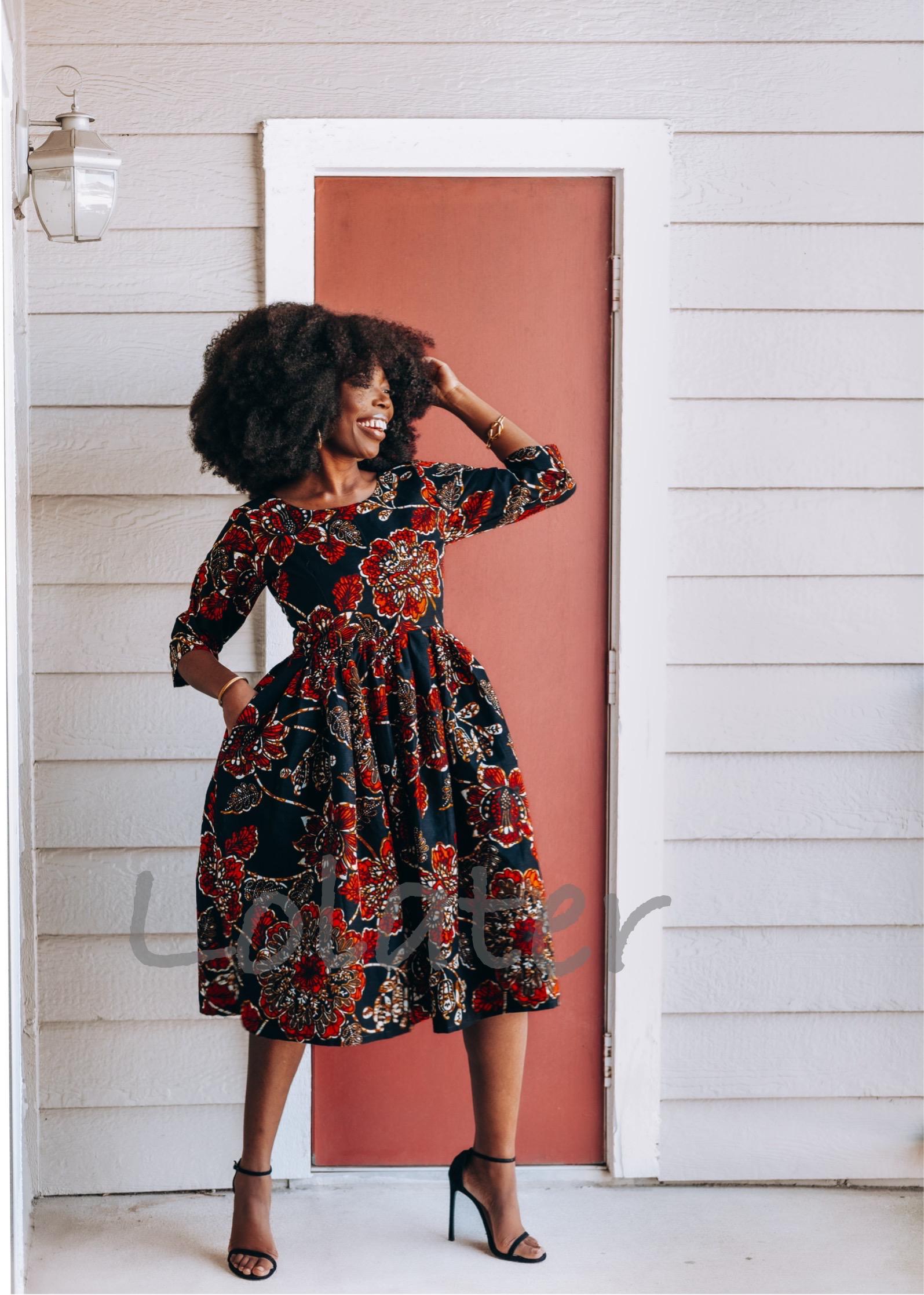 African Print Red And Black Funeral Dresses Ankara Funeral Dresses