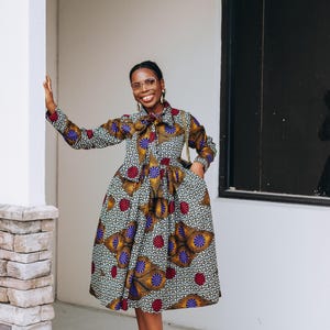 African Dress V Neck Colorful Spring Ankara Dress - Etsy Canada