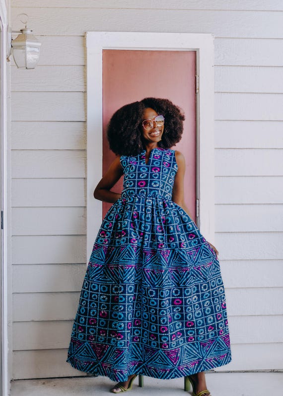 blue african print dresses Blue African Dress