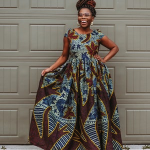 African Print Maxi Dress - Etsy