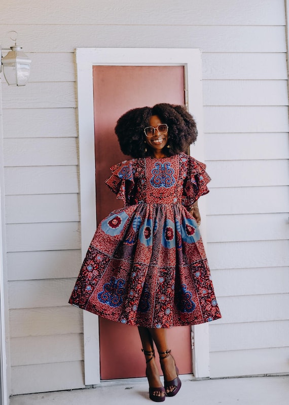 ヌキテパEthnic Print Flare Sleeve Dress ヌキテパEthnic Print Flare