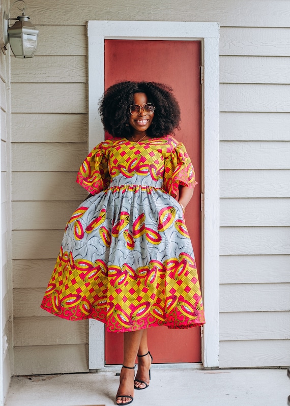 Ankara Midi Dress: African Print Cotton Summer Dress