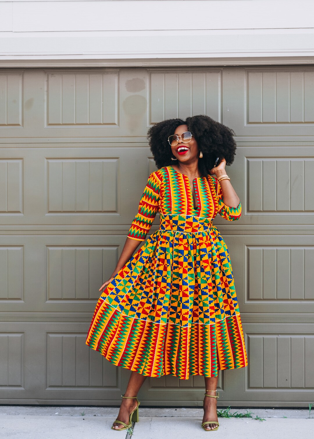 African Kente Print Summer Dress Etsy