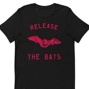 Release the BATS Unisex Tee, Retro Vintage 1970's 80s Nick Birthday Party Goth Cave Punk Graphic Cotton Shirt by RainbowArtifacts