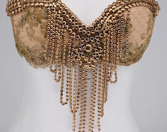 Golden vintage lace bra