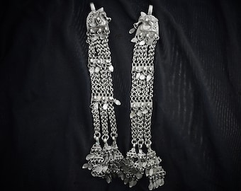 Antique Tribal Silver 92.5 Large Ethnic Hair Falls