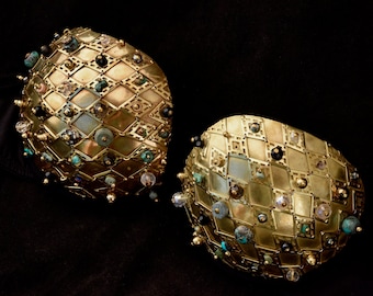 EGYPTIAN METAL BRA Brass with Turquoise Made to size