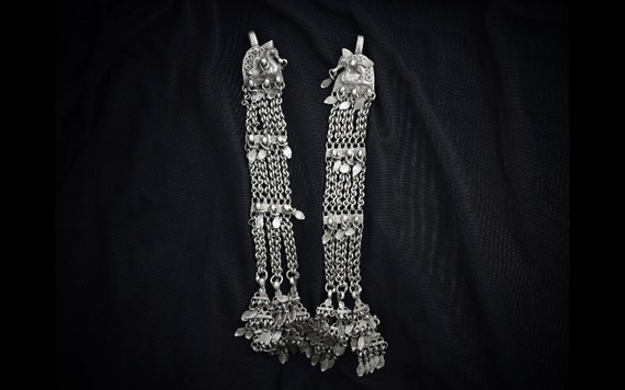 Antique Tribal Silver 92.5 Large Ethnic Hair Falls