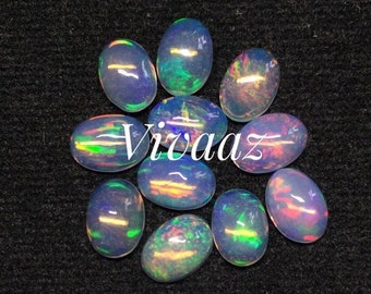10 Pieces 7x5mm Oval Ethiopian Opal Cabochon | Multifire Opal Cabochons | AAA Opal | Opal Ovals 7x5mm | Cabochon Gemstone | Opal Loose Stone