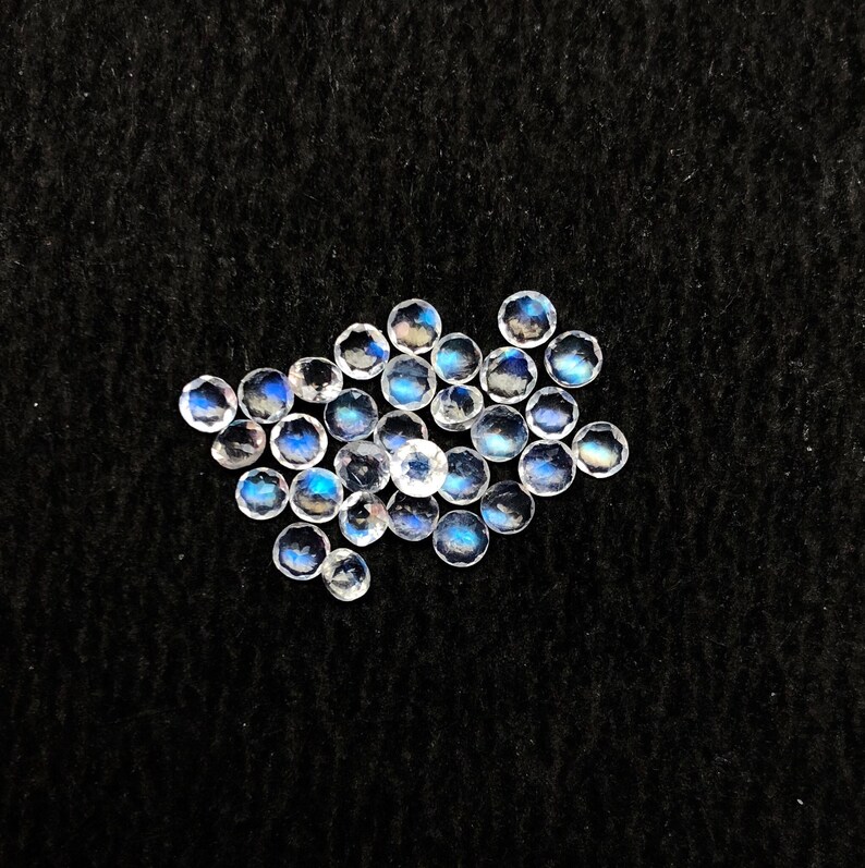 10 Pieces 3mm Rainbow Moonstone Faceted Round Stone Moonstone Facet Cut Natural 3mm Moonstone 3mm Blue Flash Moonstone Round Moonstone