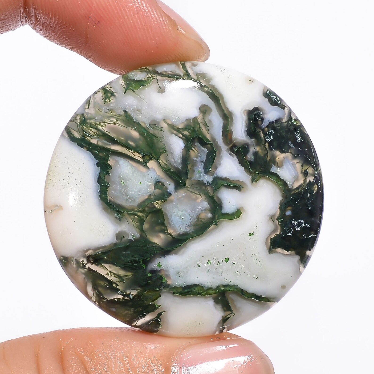 71ct AAA Natural Moss Agate Loose Cabochon Round Moss Agate Etsy UK