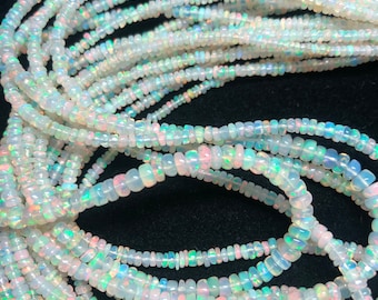 elegant necklace Rondelles 3130 fire opal handmade delicate neck wear ethnic Ethiopian Opal Beads Necklace partywear annivesary gift