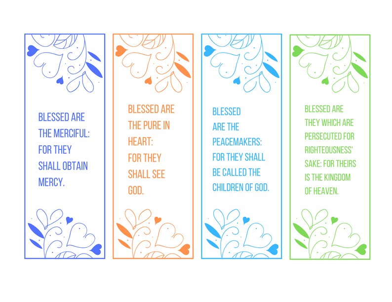 8 Beatitudes Bookmarks Sermon on the Mount Bible Verse - Etsy