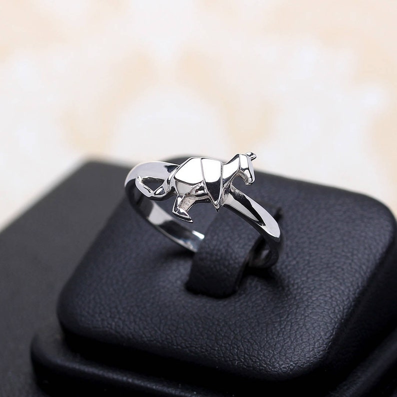 Sterling Silver Origami Kangaroo Ring Origami Kangaroo Ring Etsy