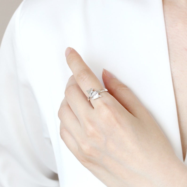 925 Sterling Silver Origami Ratatouille Ring Jewelry Tiny Personalized Mouse Silver Ring Size 6 7 8 Bridesmaid Friendship Birthday Gift