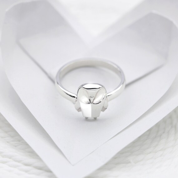 Cute Origami Barn Owl Silver Ring 6 7 8 Sterling Silver Owl Ring Origami Owl Ring Charm Animal Jewelry