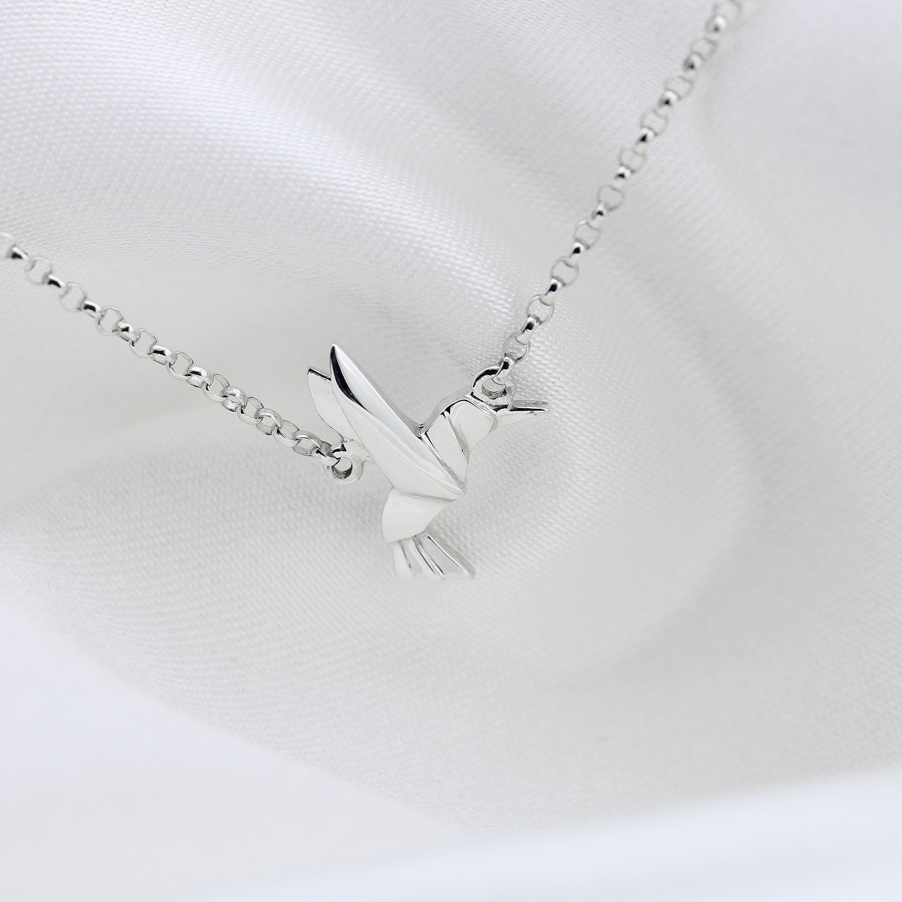 Origami Hummingbird Bracelet Sterling Silver Bird Charm | Etsy