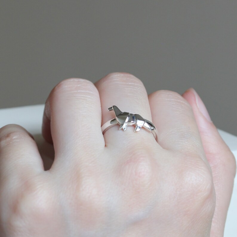 Brontosaurus Dinosaur Ring Sterling Silver Origami Dinosaur Etsy
