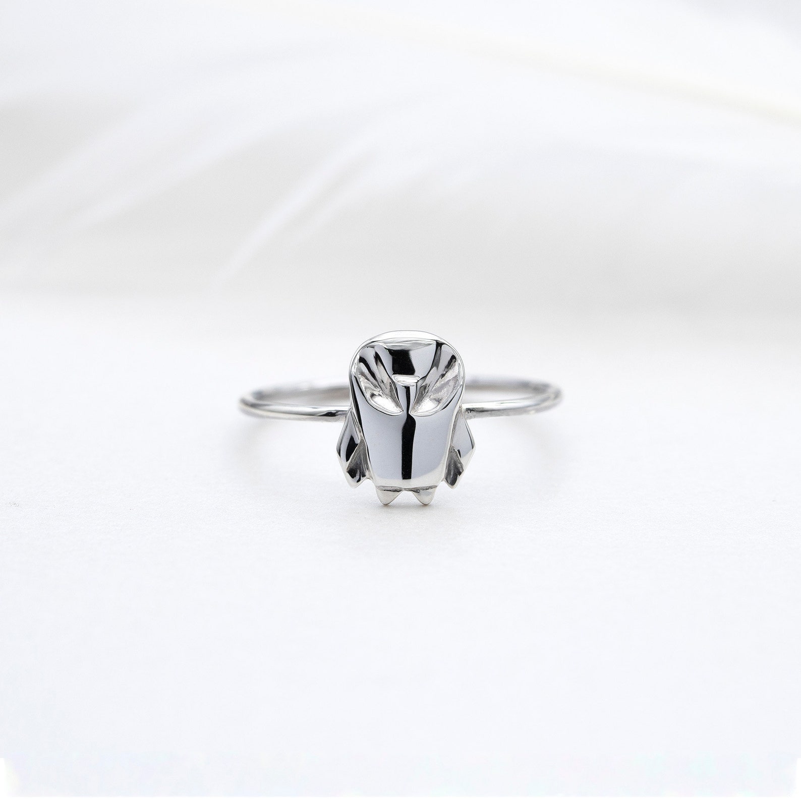 Mini Origami Owl Ring Sterling Silver Barn Owl Stackable Etsy