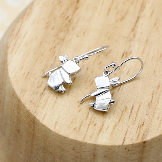925 Sterling Silver 3D Easter Rabbit Bunny Earrings Studs Minimalist UK