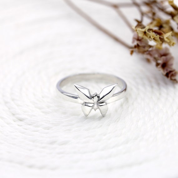 Cute Origami Butterfly Silver Ring Any Size Sterling Silver Butterfly Ring Original Butterfly Band Animal Jewelry