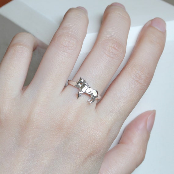 Origami Horse Silver Ring Any Size Sterling Silver Horse Ring Original Horse Band Animal Jewelry