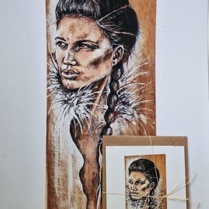 Tarjeta A6 de mi obra de arte original - 'Diosa guerrera'