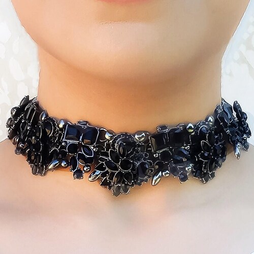 Black Rhinestone Choker Necklace 