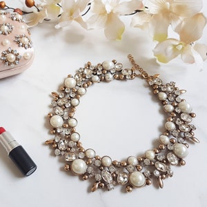 Pearl & Gold Statement Necklace || Women's Necklace || Jewellery