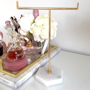 Solid Marble Jewellery Stand Marble Jewellery Tree Jewellery Storage Silver Rose Gold Jewellery Storage Gold