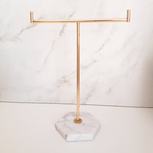 Solid Marble Jewellery Stand Marble Jewellery Tree Jewellery Storage Silver Rose Gold Jewellery Storage image 7