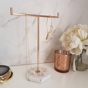 Solid Marble Jewellery Stand Marble Jewellery Tree Jewellery Storage Silver Rose Gold Jewellery Storage image 3