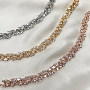 Silver / Gold / Rose Gold Crystal Choker Necklace || Cubic Zirconia || 18k White Gold & Gold Plated
