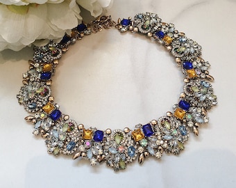 Blue Colourful Statement Necklace | Gifts for her | Women's Jewellery