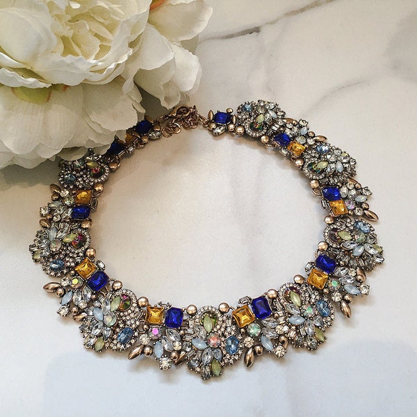 Blue Colourful Statement Necklace | Gifts for her | Women's Jewellery