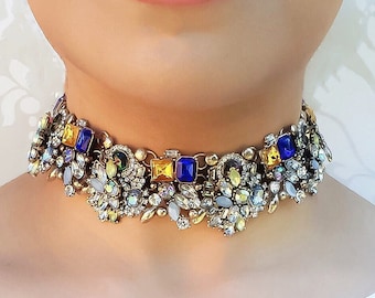 Royal Blue Statement Choker Necklace | Women's Statement Necklaces & Jewellery || Gifts for Her