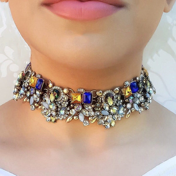 Royal Blue Statement Choker Necklace | Women's Statement Necklaces & Jewellery || Gifts for Her