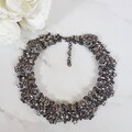 Graphite Rhinestone Bib Necklace | Embellished Statement Jewelry