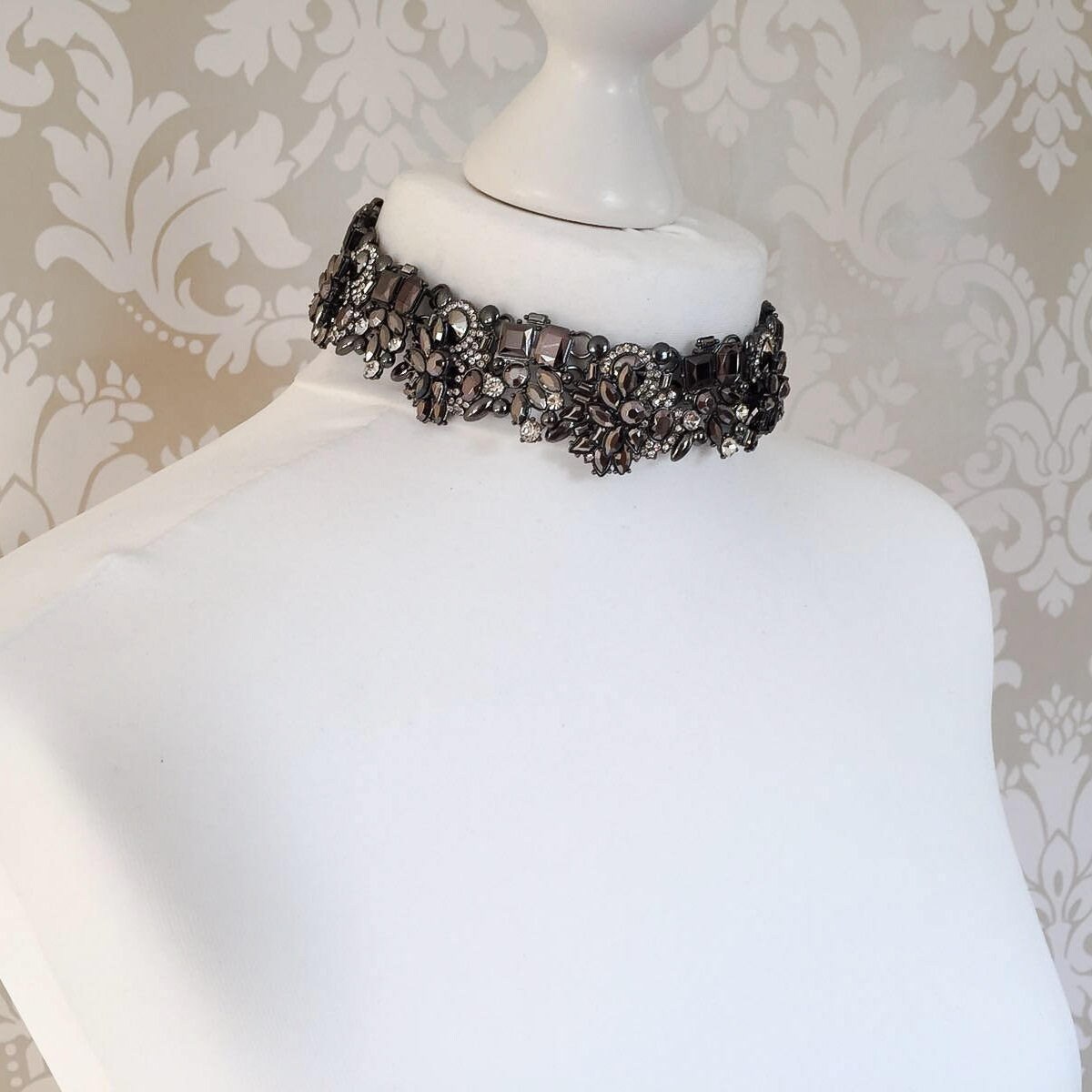 Graphite Grey Statement Choker Necklace Metallic Black - Etsy