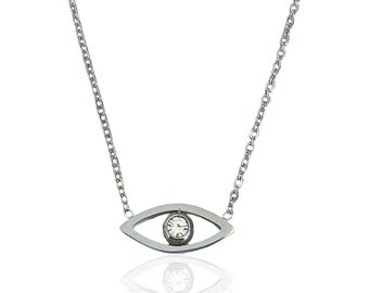 Silver Evil Eye Protection Pendant Necklace | Quality Stainless Steel Long lasting Necklace