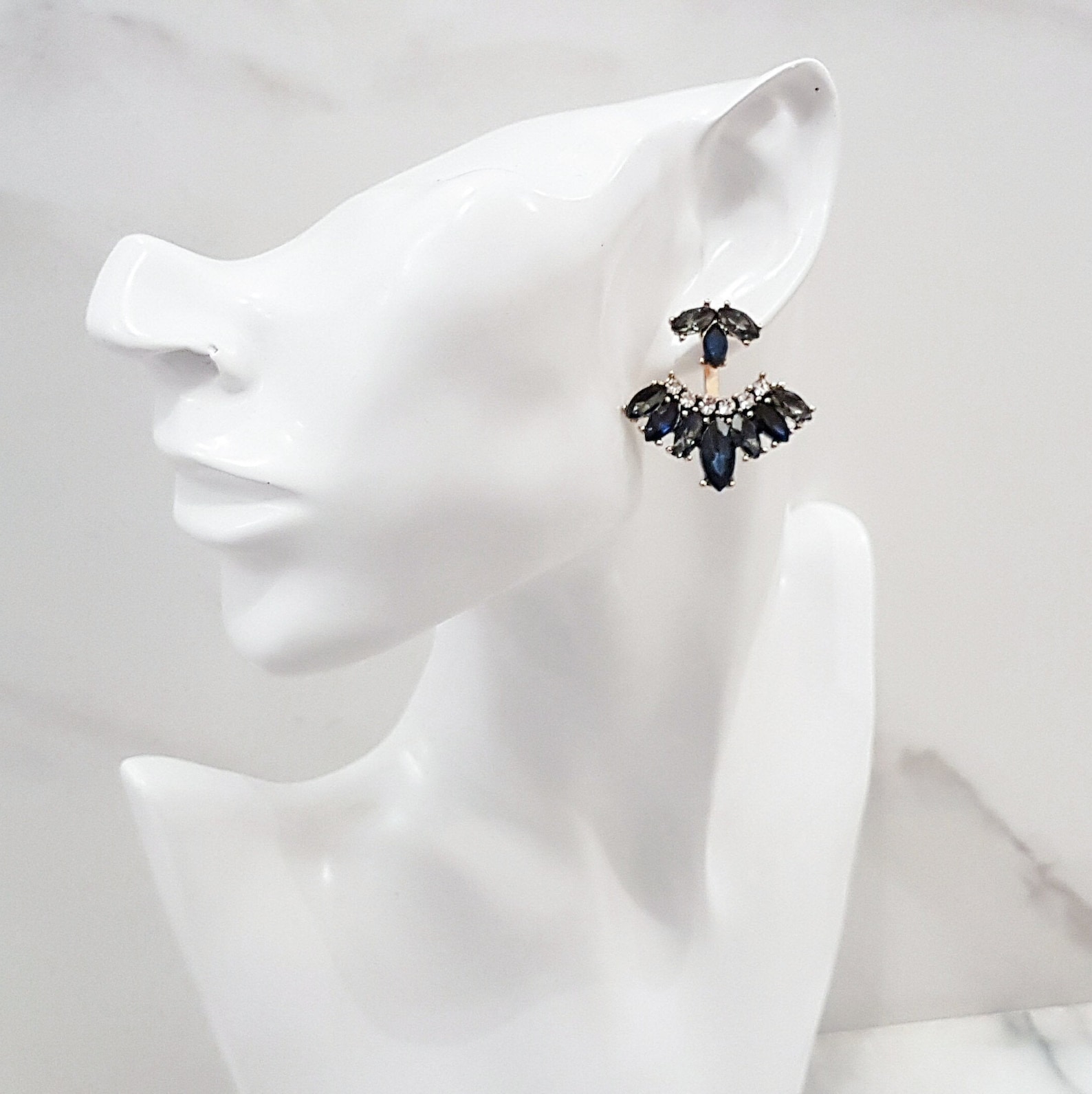 Clear & Gold Rhinestone Statement Earrings Gold Earrings Etsy UK