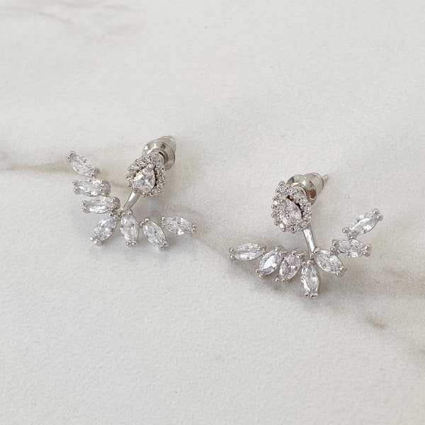 Boucles d'oreilles Crystal Ear Jacket | Argent, or rose et or | Boucles d'Oreilles Cubique Zircone pour Femme | Boucles d'oreilles tendance | Cadeaux de demoiselle d'honneur