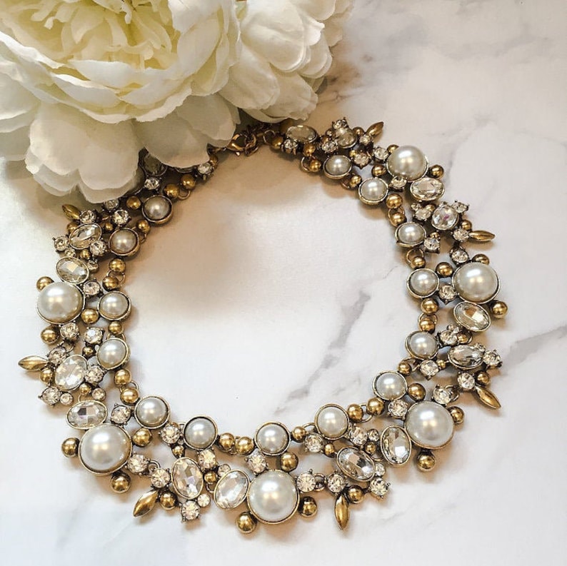 Pearl & Gold Statement Necklace Women's Necklace Etsy