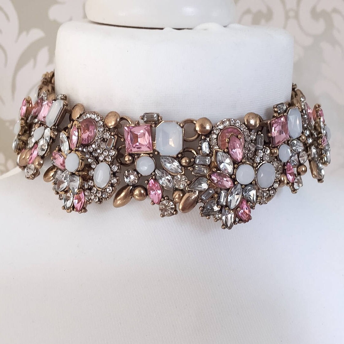 Pink rhinestone choker sale