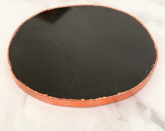 Dessous de verre en cristal d'agate blanche naturelle avec bordures dorées/argentées || Articles de maison et cadeaux